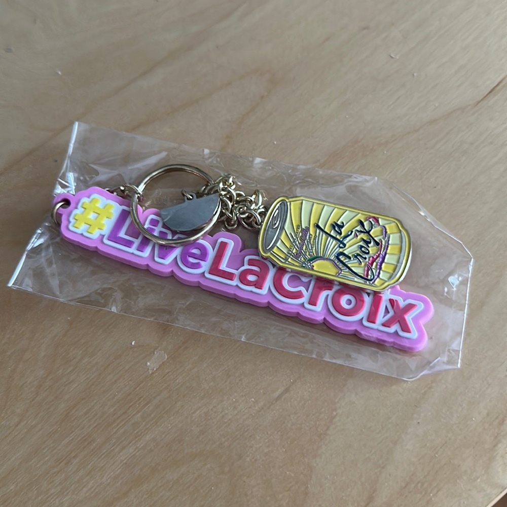 LaCroix #LiveLaCroix limoncello pink keychain NWT